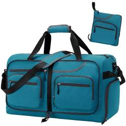 Reisetasche, 65 l, faltbare Reisetasche mit Schuhfach und Nasstasche, wasserdicht und reißfest, A8-Grün, 65L, Reisen von WEREWOLVES