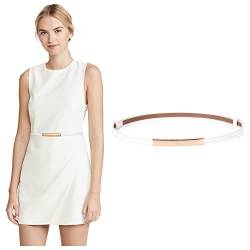 WERFORU Damen Dünner Ledergürtel Verstellbarer Fashion Dünner Taillengürtel für Kleid (Anzug für Taillengröße 60cm-100cm, I-Weiß) von WERFORU