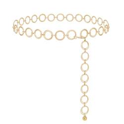 WERFORU Damen Gürtel Mode Taillengürtel O-Ring Kettengürtel Verstellbare Taillenkette Hüftkette für Kleider Gold von WERFORU