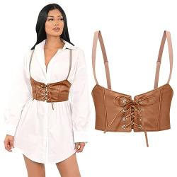 WERFORU Frauen Faux Leder Taille Gürtel Steampunk Underbust Korsett Gürtel für Halloween von WERFORU