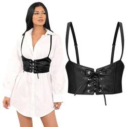 WERFORU Frauen Faux Leder Taille Gürtel Steampunk Underbust Korsett Gürtel für Halloween von WERFORU