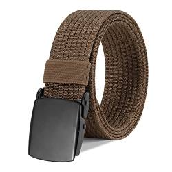 WERFORU Gürtel Nylon Canvas Belt für Herren, Militärische Taktische Gürtel Atmungsaktiver Gurt aus Segeltuch mit Legierter Schnalle, Dunkelbraun von WERFORU