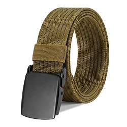 WERFORU Gürtel Nylon Canvas Belt für Herren, Militärische Taktische Gürtel Atmungsaktiver Gurt aus Segeltuch mit Legierter Schnalle, Khaki von WERFORU