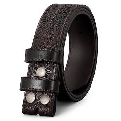 WERFORU Herren Western Leder Gürtel Strap Ohne Schnalle 3.8cm Vintage Ersatz Cowboy Leder Gürtel Strap mit Snap on Schnalle von WERFORU