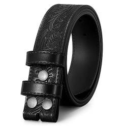 WERFORU Herren Western Leder Gürtel Strap Ohne Schnalle 3.8cm Vintage Ersatz Cowboy Leder Gürtel Strap mit Snap on Schnalle von WERFORU