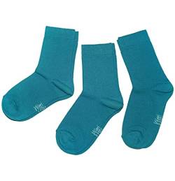 WERI SPEZIALS Baby und Kinder Socken für Mädchen Baumwolle in 3er Set Uni Glatte 3er Pack grüne Töne (31-34, Petrol Uni) von WERI SPEZIALS