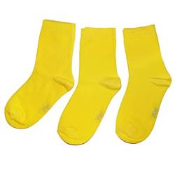 WERI SPEZIALS Baby und Kinder Socken für Mädchen Baumwolle in 3er Set Uni Glatte 3er Pack klassische Töne (27-30, Gelb Uni 3er) von WERI SPEZIALS