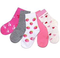 WERI SPEZIALS Baby und Kinder Socken für Mädchen Baumwolle in 5er Pack Sets mehrere Designs (23-26, Erdbeere 5er) von WERI SPEZIALS