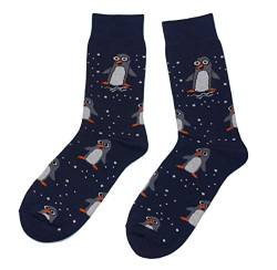 WERI SPEZIALS Frohe Weihnachten Herren Socken! In mehreren Mustern- und Farbvariationen! (39-42, Marine Pinguine) von WERI SPEZIALS