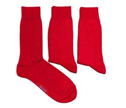 WERI SPEZIALS Herren Socken in 3er Pack - mehrere tolle Farben - mit Komfortbund aus Baumwolle. Für Business und Freizeit. (39-42, Rot Uni) von WERI SPEZIALS