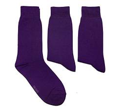 WERI SPEZIALS Herren Socken in 3er Pack - mehrere tolle Farben - mit Komfortbund aus Baumwolle. Für Business und Freizeit. (43-46, Aubergine Uni) von WERI SPEZIALS