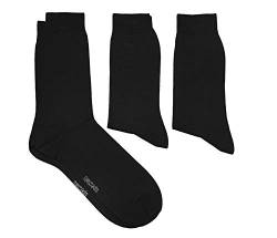 WERI SPEZIALS Herren Socken in 3er Pack - mehrere tolle Farben - mit Komfortbund aus Baumwolle. Für Business und Freizeit. (43-46, Schwarz Uni) von WERI SPEZIALS