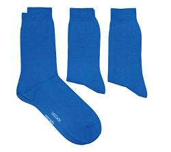 WERI SPEZIALS Herren Socken in 3er Pack - mehrere tolle Farben - mit Komfortbund aus Baumwolle. Für Business und Freizeit. (47-48, Blau Uni) von WERI SPEZIALS