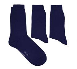 WERI SPEZIALS Herren Socken in 3er Pack - mehrere tolle Farben - mit Komfortbund aus Baumwolle. Für Business und Freizeit. (47-48, Marine Uni) von WERI SPEZIALS