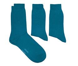 WERI SPEZIALS Herren Socken in 3er Pack mit Komfortbund Baumwolle Business und Freizeit (39-42, Blossom Petrol Uni) von WERI SPEZIALS