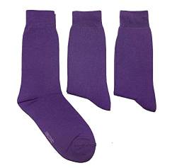 WERI SPEZIALS Herren Socken in 3er Pack mit Komfortbund Baumwolle Business und Freizeit (39-42, Lila Uni) von WERI SPEZIALS