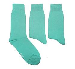 WERI SPEZIALS Herren Socken in 3er Pack mit Komfortbund Baumwolle Business und Freizeit (39-42, Pfefferminz Uni) von WERI SPEZIALS