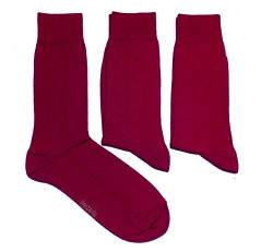 WERI SPEZIALS Herren Socken in 3er Pack mit Komfortbund Baumwolle Business und Freizeit (39-42, Weinburgund Uni) von WERI SPEZIALS