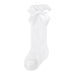 WERNZATT-Baby Mädchen Kniestrümpfe Weiche Lange Socken Bogen Prinzessin Socken 1-3 Jahre Baby Bogen Ultra Dünne Mesh Socken (White, 1-3 Years) von WERNZATT