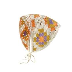 WERNZATT-Blume gestrickt Haar Turban böhmischen Stirnband geflochtene gestrickte Dreieck Stirnband Frauen Vintage Stirnband (Lavendel, One Size) von WERNZATT