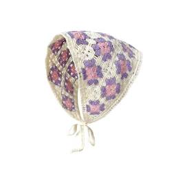 WERNZATT-Frauen Bandanas Haar Schal Floral Crochet Kopftuch Triangle Turban Boho Stirnbänder für Haar Zubehör (Violett, One Size) von WERNZATT