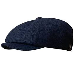 WEROR Herren Schiebermütze Flatcap Cap Mütze Fischgrät WEROR-320.1 (60-61, Marine) von WEROR