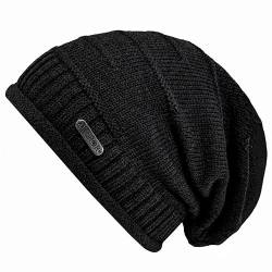 WEROR Herren & Damen Beanie Strickmütze Longbeanie Mütze WEROR-391.1 (Einheitsgröße, Schwarz) von WEROR