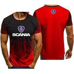 Herren T Shirt für Sc.an.ia, Casual Short Sleeves Graphic Tops Tees, Jersey Kurzarm Sommer Sport T-Shirts-Red||L von WERUN