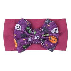 Baby Mädchen Stirnband Halloween Kürbis bedruckte Haarbänder Schleife geknotet Headwrap für Neugeborene Haarschleifen Mädchen (Purple, One Size) von WERVOT
