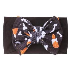 Baby Mädchen Stirnband Halloween Kürbis bedruckte Haarbänder Schleife geknotet Headwrap für Neugeborene Stirnband Nylon (Black, One Size) von WERVOT