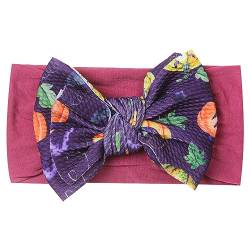 Baby Mädchen Stirnband Halloween Kürbis bedruckte Haarbänder Schleife geknotet Headwrap für Neugeborene Stirnband Nylon (Purple, One Size) von WERVOT