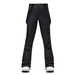 WERVOT Unisex Skihose Snowboardhose für Damen Herren Leichte und Dicke, Wasserabweisende Damenhose Thermohose, Verstellbarer Bund Hosenträgern, Ideale Skibekleidung Im Winter(Damen Schwarz,L) von WERVOT