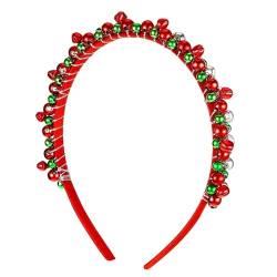 WERVOT Weihnachtsglocken-Stirnband, rot und grün, süß für Erwachsene und Kinder zum Tragen Sonnenblumen Haarschmuck (Red, A) von WERVOT
