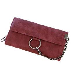 portmonee Damen Gross Portemonnaie Frauen Leder Brieftaschen für Frauen Damenbrieftasche Damen Brieftasche Brieftasche für Frauen red von WESEEDOO