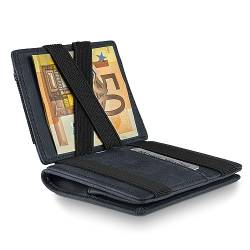 WEST - Magic Wallet (Klassiker) mit großes Münzfach - inklusive edler Geschenkbox - Geldbeutel mit Münzfach - Der perfekte Begleiter für unterwegs - RFID Datenschutz (Blau) von WEST