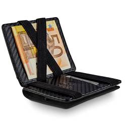 WEST - Magic Wallet (Klassiker) mit großes Münzfach - inklusive edler Geschenkbox - Geldbeutel mit Münzfach - Der perfekte Begleiter für unterwegs - RFID Datenschutz (Carbon) von WEST