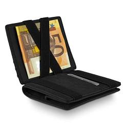 WEST - Magic Wallet mit AirTag Fach und großes Münzfach - Portmonee inklusive edler Geschenkbox - Geldbeutel AirTag Wallet Herren - Geldbörse RFID Datenschutz - Smart Wallet (Schwarz) von WEST