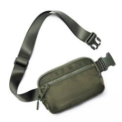 WESTBRONCO Bauchtaschen für Damen und Herren, Gürteltasche mit 4 Reißverschlusstaschen, modische Hüfttaschen, leicht mit verstellbarem Riemen für Workout/Laufen/Wandern, Grün von WESTBRONCO