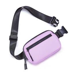 WESTBRONCO Bauchtaschen für Damen und Herren, Gürteltasche mit 4 Reißverschlusstaschen, modische Hüfttaschen, leichte Crossbody-Taschen mit verstellbarem Riemen für Workout/Laufen/Wandern, Flieder von WESTBRONCO