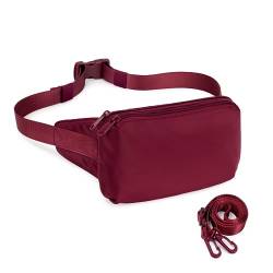 WESTBRONCO Bauchtaschen für Damen und Herren, Gürteltasche mit 4 Reißverschlusstaschen, modische Hüfttaschen, leichte Crossbody-Taschen mit verstellbarem Riemen für Workout/Laufen/Wandern, C-Wine Red, von WESTBRONCO