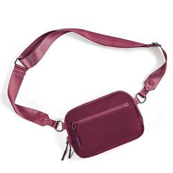 WESTBRONCO Damen Crossbody Handtaschen mit Verstellbarem Gurt Kleine Crossbody Taschen für Frauen Mode Umhängetaschen, Weinrot, Weinrot von WESTBRONCO