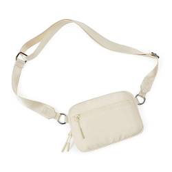 WESTBRONCO Kleine Umhängetasche für Damen, Nylon, mit verstellbarem Riemen, Mini-Umhängetasche, Schultertasche, Reisen, Workout, Beige, Small, Beige von WESTBRONCO