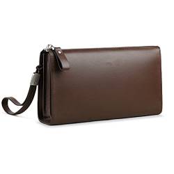 WESTCH 100% Rindsleder Herren Clutch Walle Herren Leder Geldbörse Geldbörse für Herren mit großer Kapazität (Farbe: A) von WESTCH