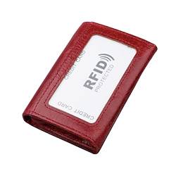 WESTCH Antimagnetischer Scan-RFID-Damen-Leder-Geldbörse, Multi-Card-Leder-Kartenetui, Doppelschnalle, Geldklammer, Reißverschluss, Münzbörse (Farbe: Schwarz, Größe: 1) von WESTCH