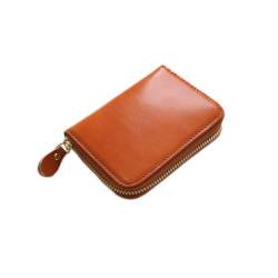 WESTCH Kurze Leder-Kartentasche, Vintage-Unisex-Reißverschluss, multifunktionale Damen-Leder-Geldbörse von WESTCH