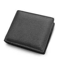 WESTCH Leder-Herren-Geldbörsen, Rindsleder-Geldbörsen für Herren, Kurze Schwarze Geldbörse (Farbe: Schwarz, Größe: 11,5 x 9,5 cm) von WESTCH