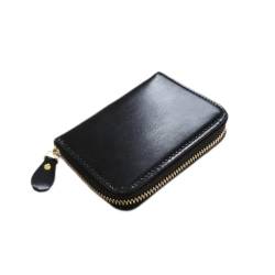 WESTCH Vintage-Leder-Kartentaschen-Geldbörse für Herren und Damen, mit Reißverschluss, multifunktional, Kurze Damen-Leder-Geldbörse von WESTCH