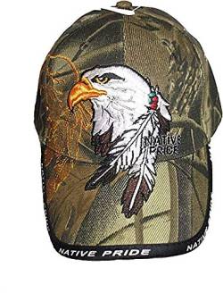 Basecap Cap mit Schild Bestickt Native Pride Adler oder Wolf schwarz (Adler Camouflage) von WESTERN EXPRESS