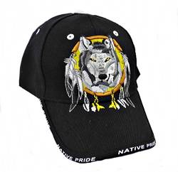 Basecap Cap mit Schild Bestickt Native Pride Adler oder Wolf schwarz (Wolf) von WESTERN EXPRESS