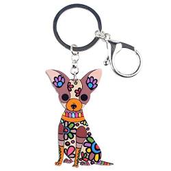 WEVENI Acryl Chihuahua Hund Schlüsselanhänger Niedliche Schlüsselanhänger Zubehör für Frauen Mädchen Tasche Auto (Braun) von WEVENI JEWELRY